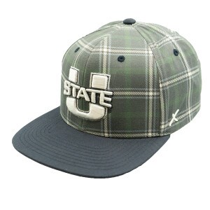 U-State Embroidered Plaid Flat Brim Cap